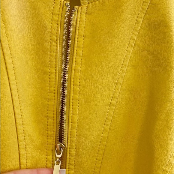 Bright Yellow Vegan Leather Jacket by BACCINI - Picture 7 of 8